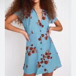 Urban Outfitters Mallory Button Down Mini Floral Dress, XS
